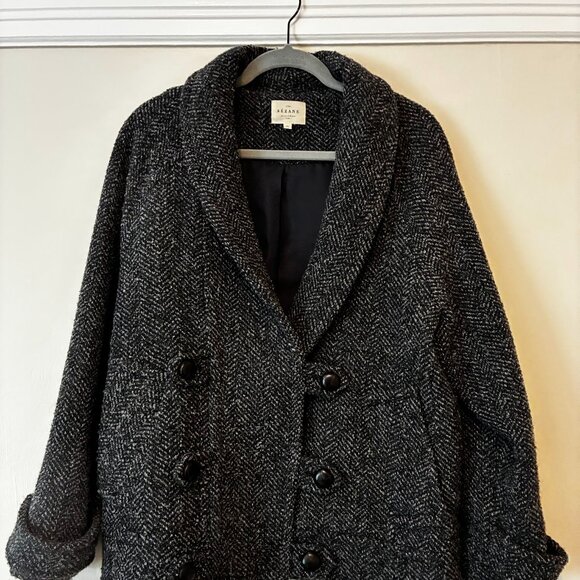Sezane Carl Coat Ecru/grey Chevron - Size 4 - Picture 5 of 6